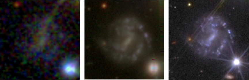 A clumpy galaxy seen by SDSS, HSC and Euclid