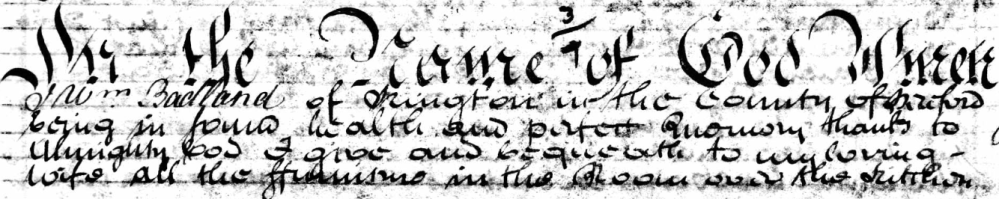 Extract from the will of William Badland